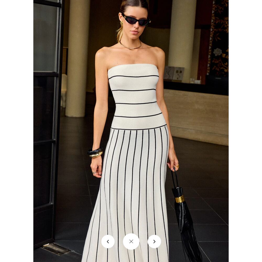 NWT Commense Strapless Striped Maxi Dress Sz M - Picture 5 of 6